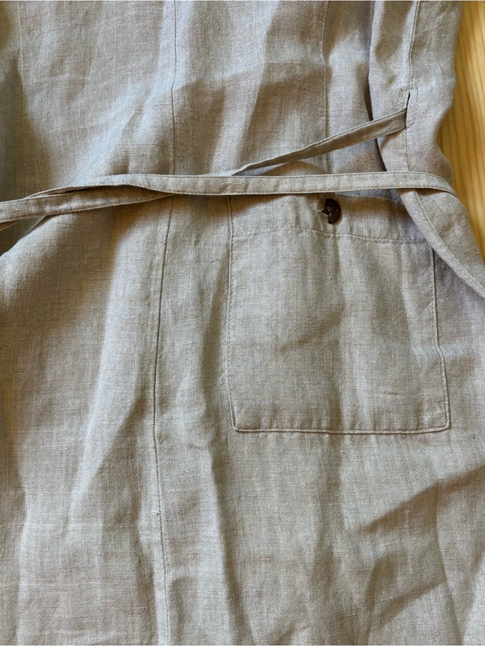 Vintage Gap Linen Tan V Neck Wrap Style Midi Dress - Picture 8 of 11